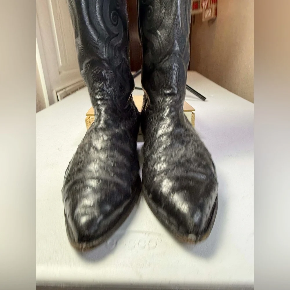 Tony Lama black ostrich cowboy boots